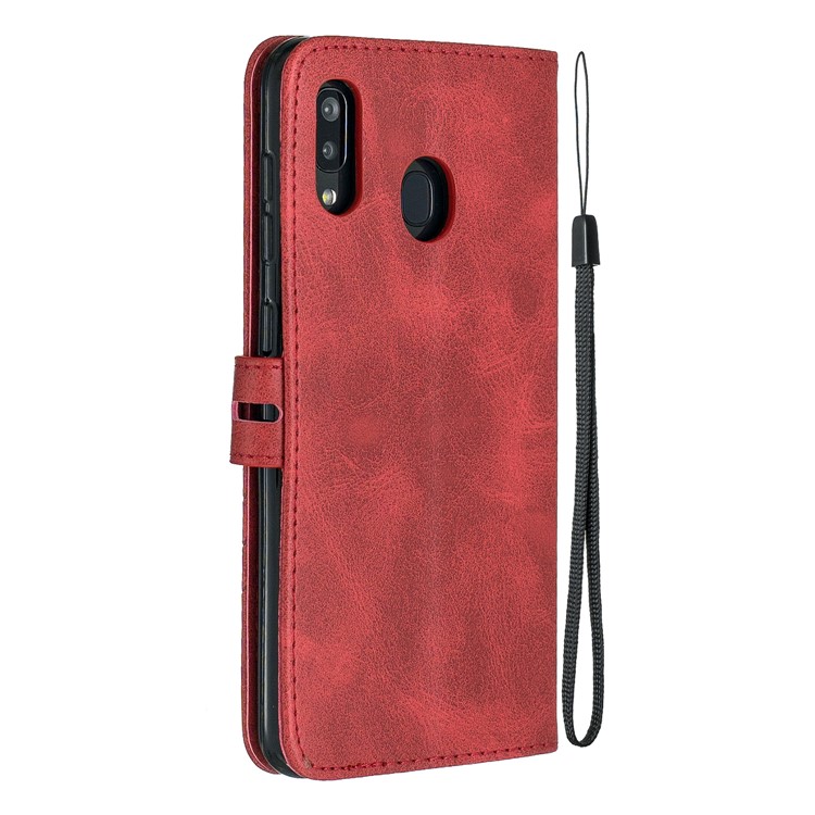Caso De Suporte De Carteira De Couro PU Para Samsung Galaxy A20e - Vermelho-3