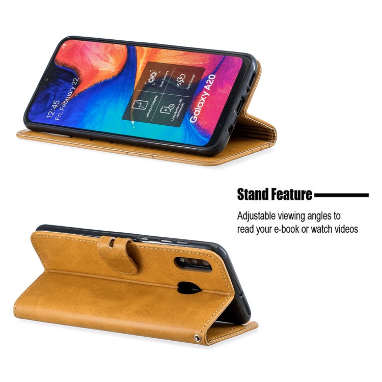 Caso De Suporte De Carteira De Couro PU Para Samsung Galaxy A20e - Castanho-6