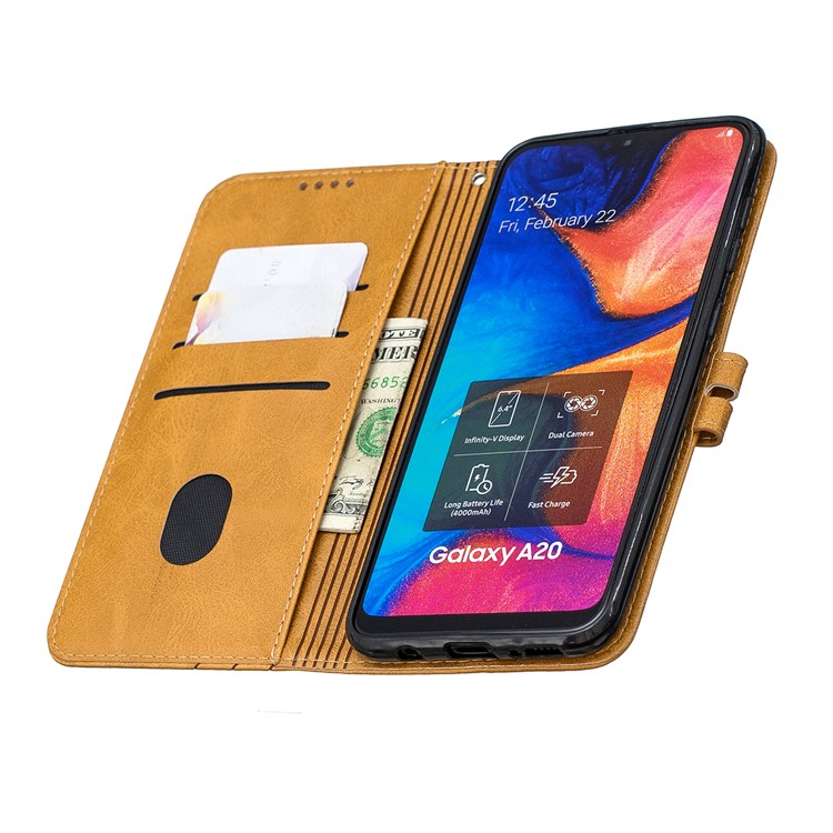 Caso De Suporte De Carteira De Couro PU Para Samsung Galaxy A20e - Castanho-8