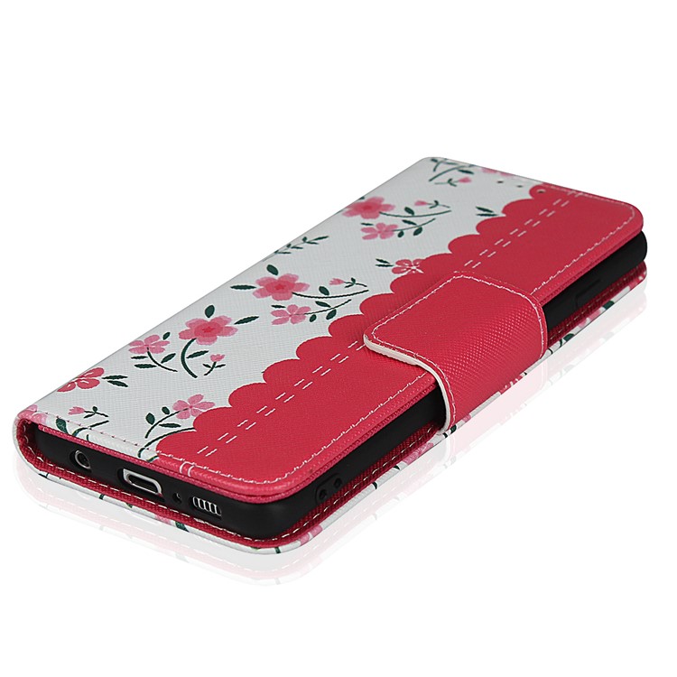 Flower Pattern Printing PU Leather + TPU Wallet Phone Case with Lanyard for Samsung Galaxy S10 Plus - Rose-7