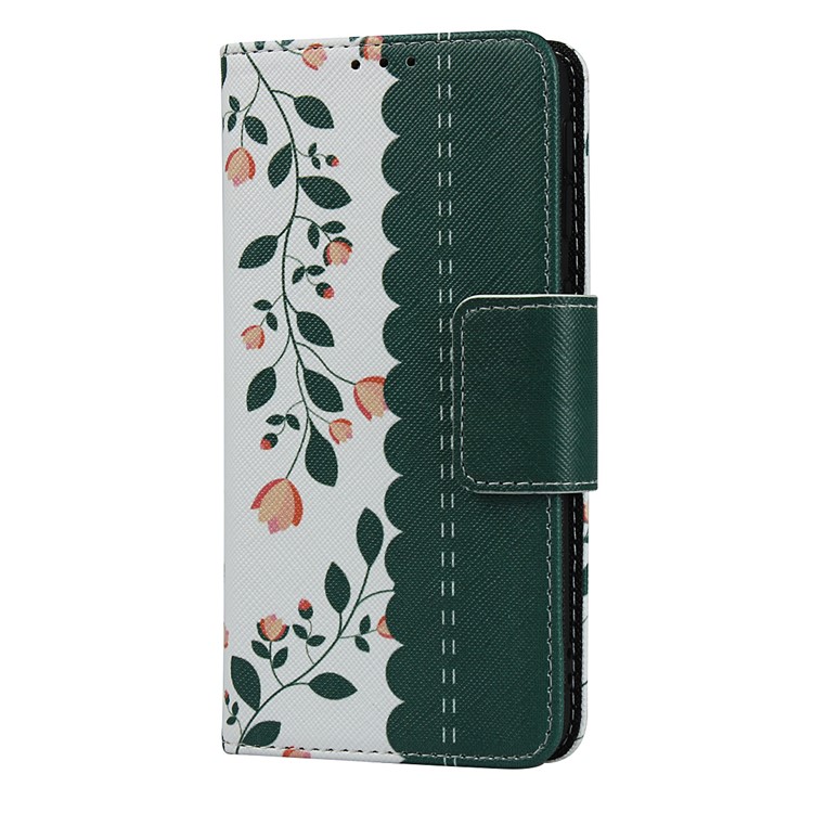 Pattern Printing PU Leather + TPU Wallet Phone Cover for Samsung Galaxy A40 - Dark Green-3