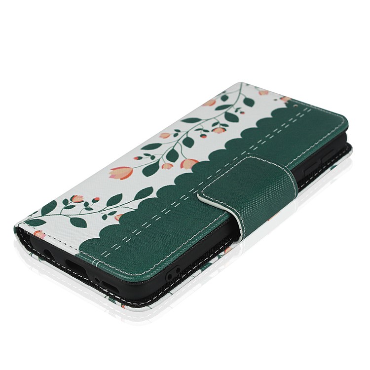 Pattern Printing PU Leather + TPU Wallet Phone Cover for Samsung Galaxy A40 - Dark Green-7