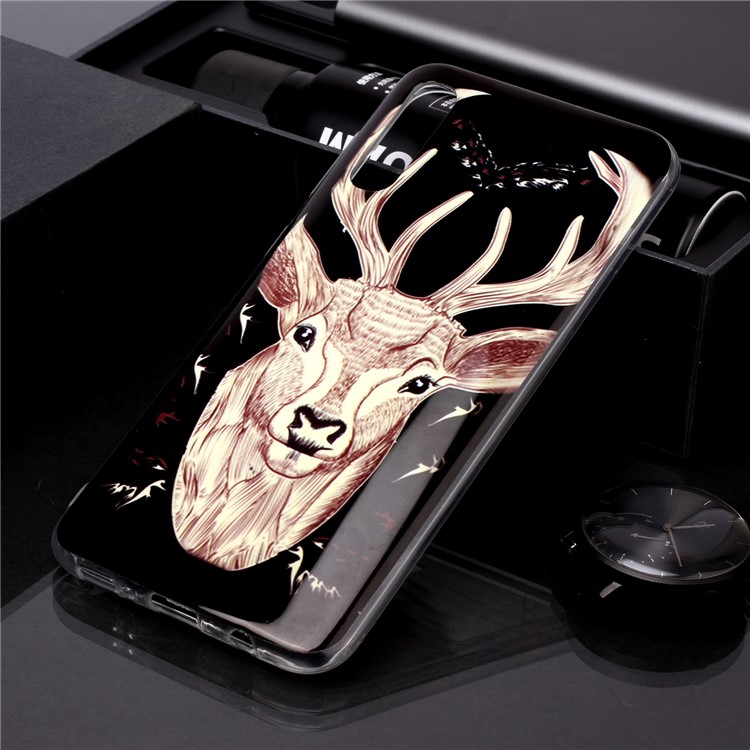 Noctilucent Pattern Printing IMD Soft TPU Back Case for Samsung Galaxy A50 - Elk Pattern-5