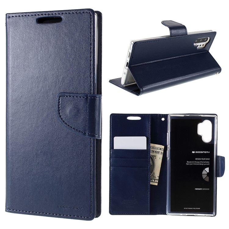 MERCURY GOOSPERY Bravo Diary Leather Wallet Case for Samsung Galaxy Note 10 Plus / Note 10 Plus 5G - Dark Blue-1