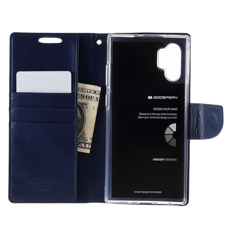 MERCURY GOOSPERY Bravo Diary Leather Wallet Case for Samsung Galaxy Note 10 Plus / Note 10 Plus 5G - Dark Blue-15