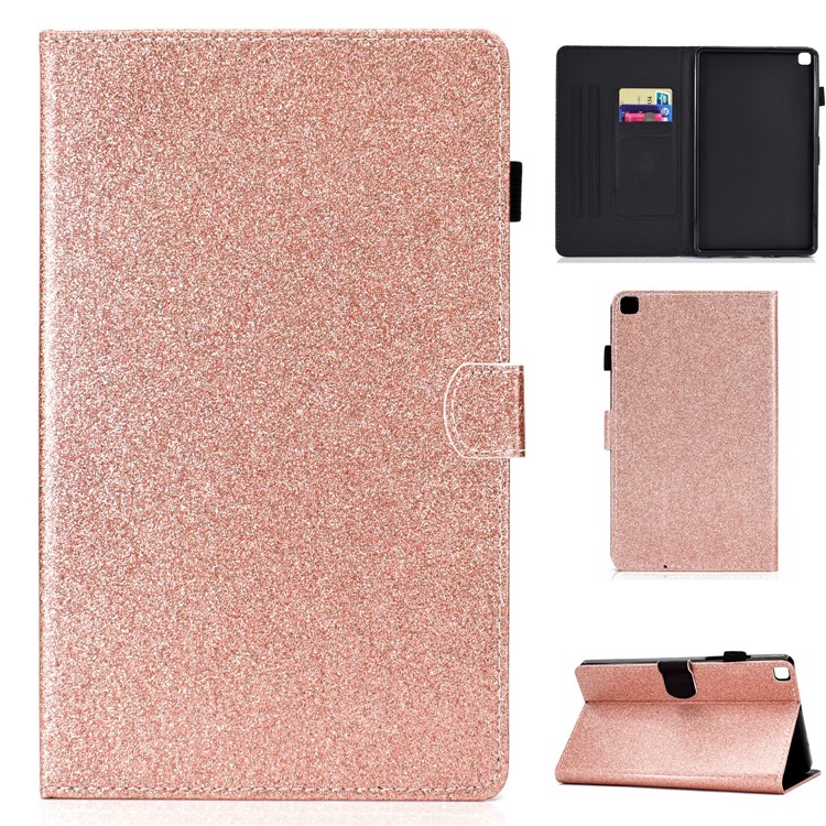 Carrinho De Pó Glittery PU De Couro + TPU Caso Para Samsung Galaxy Tab Um 8.0 Wi-fi (2019) Guia Sm-t290 / Galáxia A 8.0 LTE (2019) SM-T295 - Rosa Ouro-1
