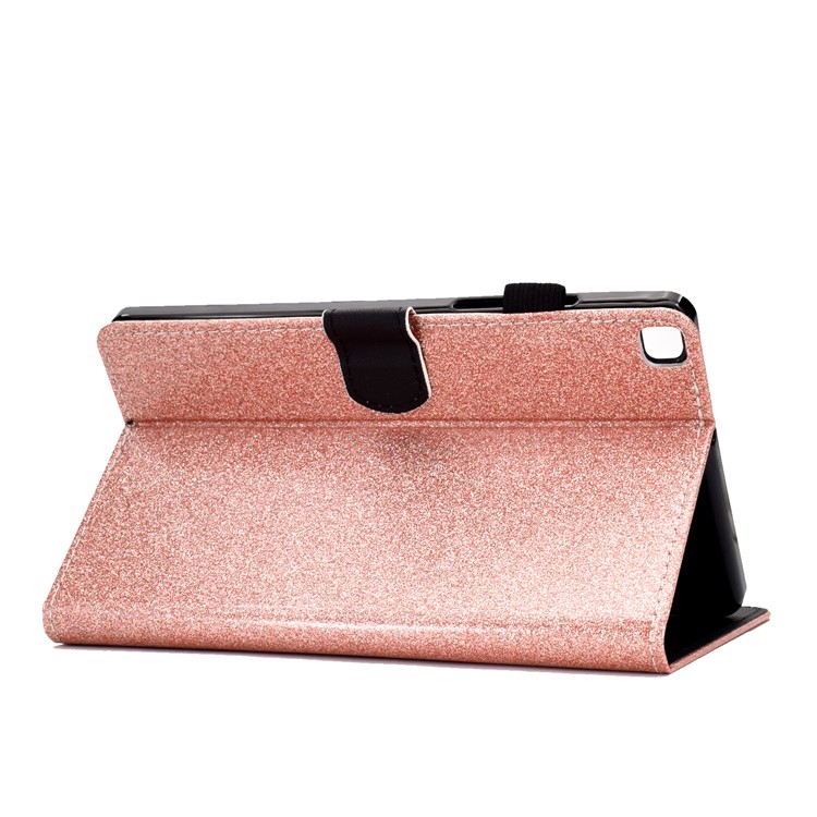 Soporte de Polvo Brillante PU Leather + TPU Case Para Samsung Galaxy Tab A 8.0 Wi-Fi (2019) SM-T290/Galaxy Tab A 8.0 LTE (2019) SM-T295 - Oro Rosa