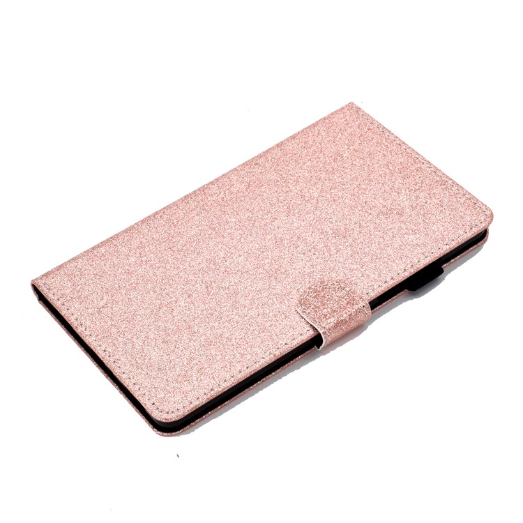 Poworgry Powder Stand PU Couro + Estojo TPU Para Samsung Galaxy Tab A 8.0 Wi-Fi (2019) SM-T290/Galaxy Tab A 8.0 LTE (2019) SM-T295 - Rosa Ouro