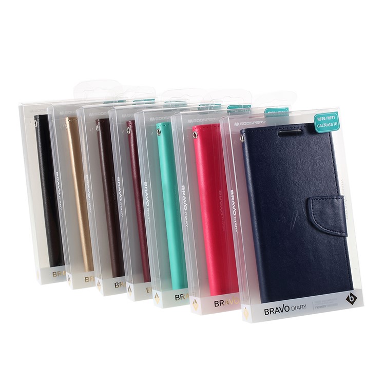 MERCURY GOOSPERY Bravo Diary Leather Case for Samsung Galaxy Note 10 / Note 10 5G - Cyan-19