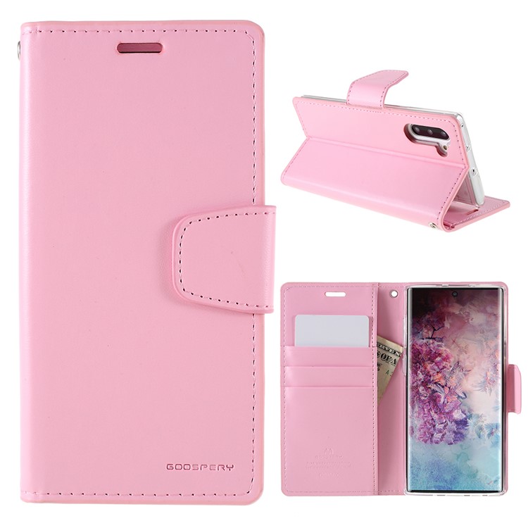 MERCURY GOOSPERY Sonata Diary Leather Wallet Mobile Casing for Samsung Galaxy Note 10 / Note 10 5G - Pink-1