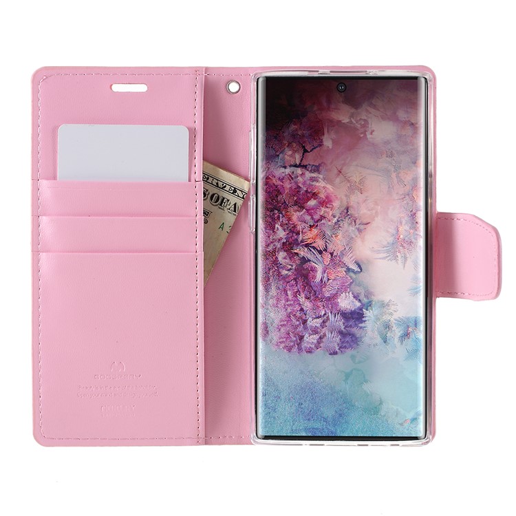 MERCURY GOOSPERY Sonata Diary Leather Wallet Mobile Casing for Samsung Galaxy Note 10 / Note 10 5G - Pink-16