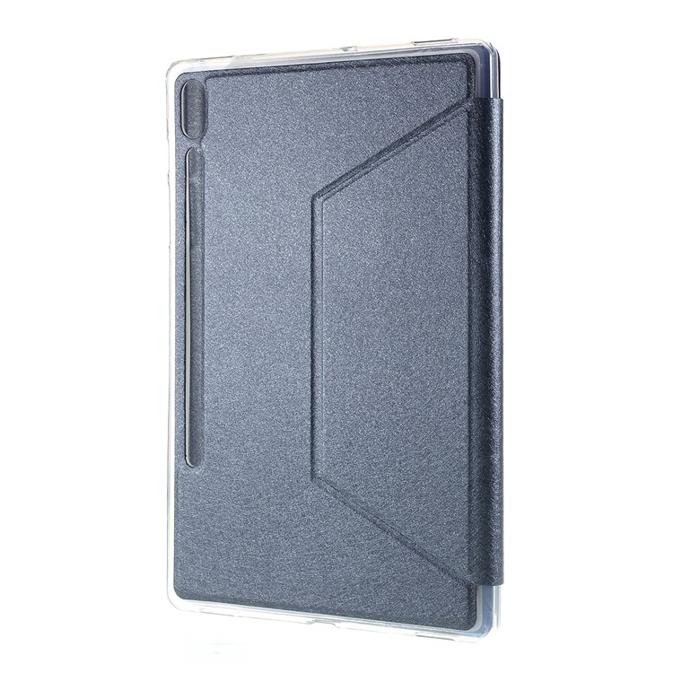 Silk Texture Tri-fold Stand Leather Tablet Protective Case for Samsung Galaxy Tab S6 SM-T860 (Wi-Fi) - Dark Blue-3