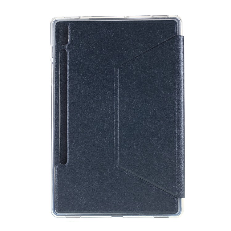 Silk Texture Tri-fold Stand Leather Tablet Protective Case for Samsung Galaxy Tab S6 SM-T860 (Wi-Fi) - Dark Blue-4