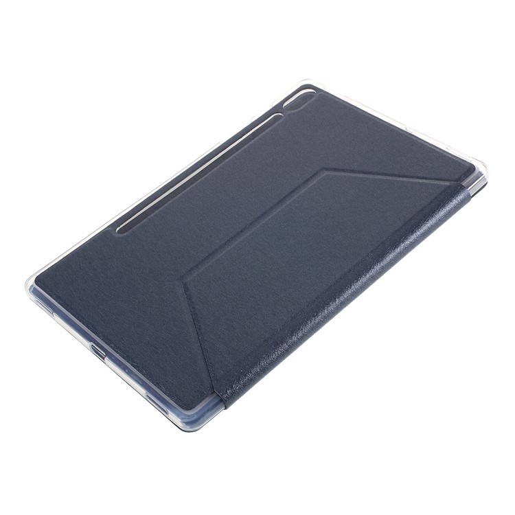 Silk Texture Tri-fold Stand Leather Tablet Protective Case for Samsung Galaxy Tab S6 SM-T860 (Wi-Fi) - Dark Blue-7