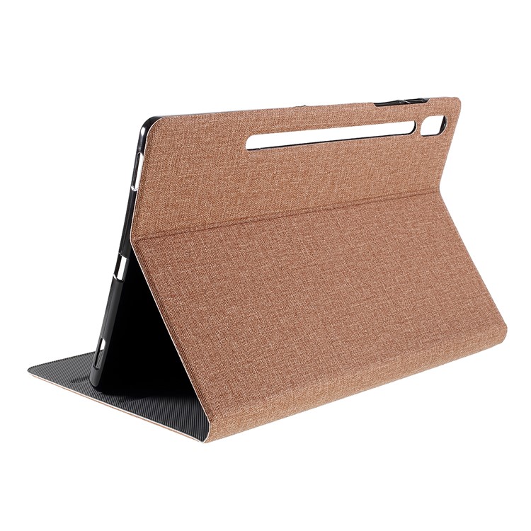 For Samsung Galaxy Tab S6 T860 Cloth Texture Leather with Stand Protective Tablet Case Cover - Gold-10