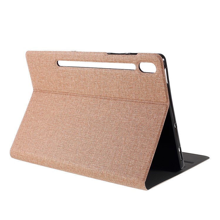 For Samsung Galaxy Tab S6 T860 Cloth Texture Leather with Stand Protective Tablet Case Cover - Gold-11