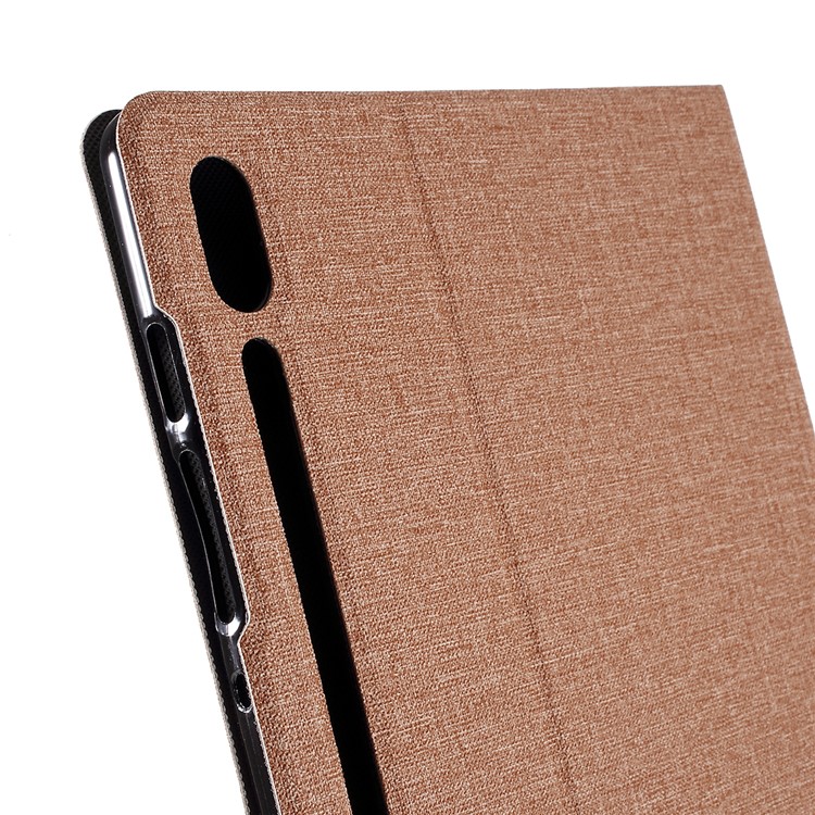 For Samsung Galaxy Tab S6 T860 Cloth Texture Leather with Stand Protective Tablet Case Cover - Gold-5