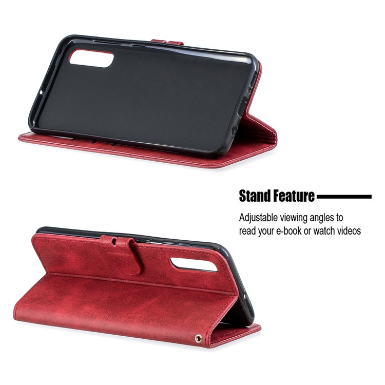 Carteira De Couro Stand Case Para Samsung Galaxy A50 - Vermelho-5