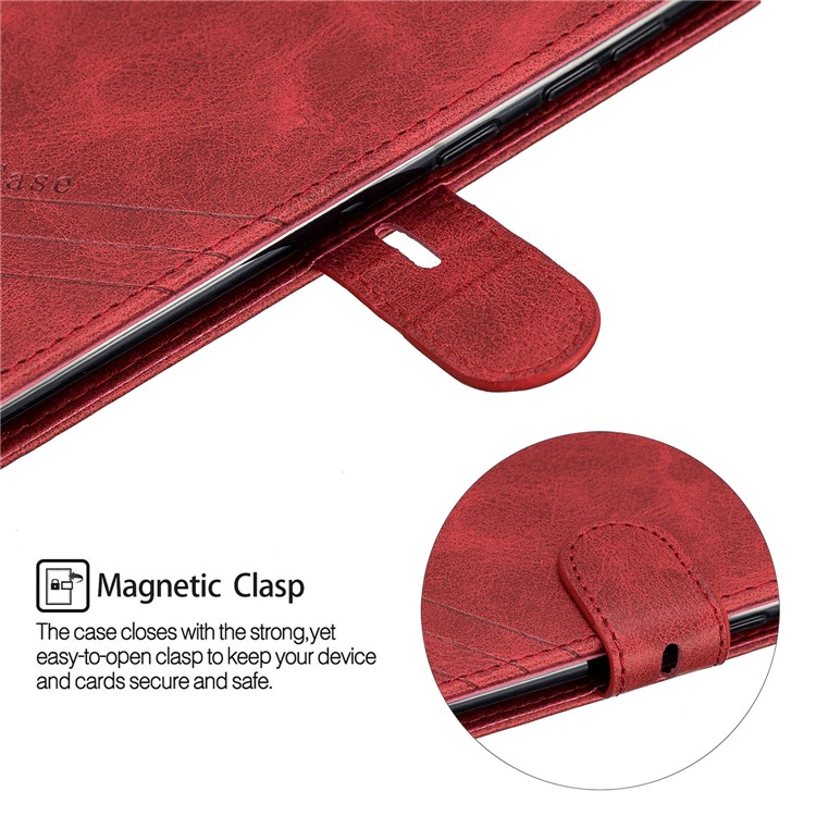 Carteira De Couro Stand Case Para Samsung Galaxy A50 - Vermelho-7