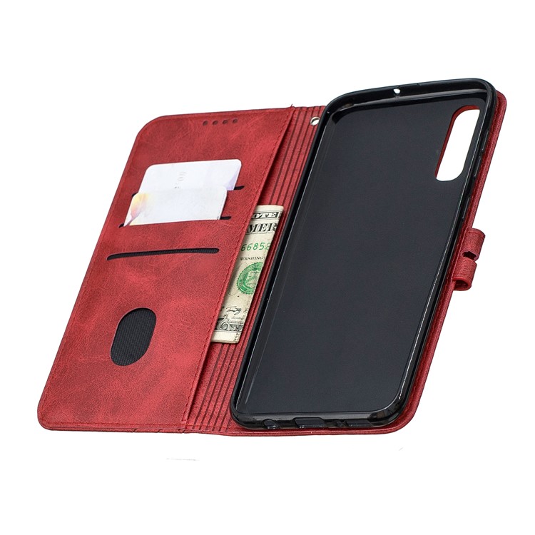 Carteira De Couro Stand Case Para Samsung Galaxy A50 - Vermelho-8