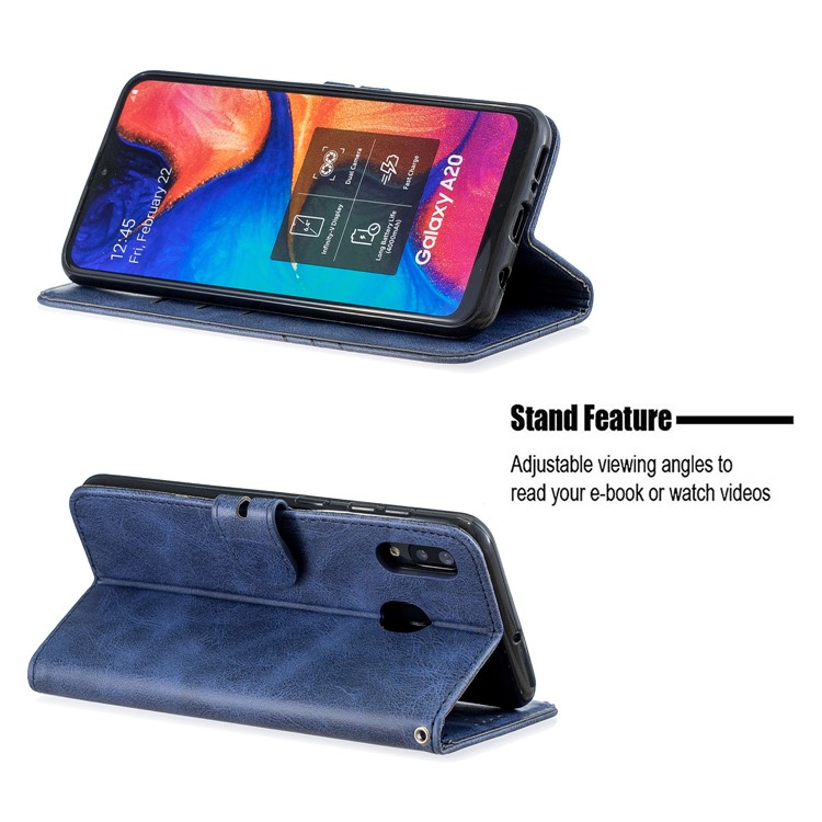 Wallet Leather Stand Case for Samsung Galaxy A40 - Blue-6