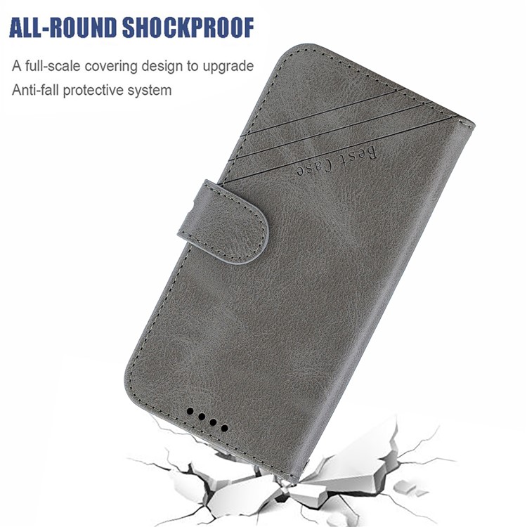 Mobile Phone Leather Wallet Protection Case for Samsung Galaxy J6+/J6 Plus - Grey-5