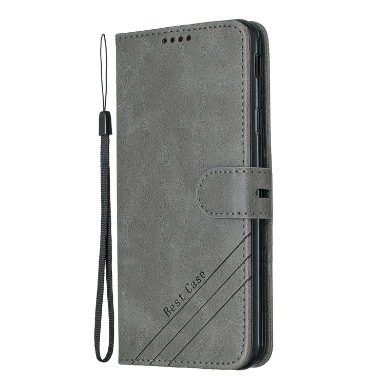 Carteira De Couro Pu Stand Shell Invólucro Para Samsung Galaxy J4 + / J4 Plus - Cinzento-2