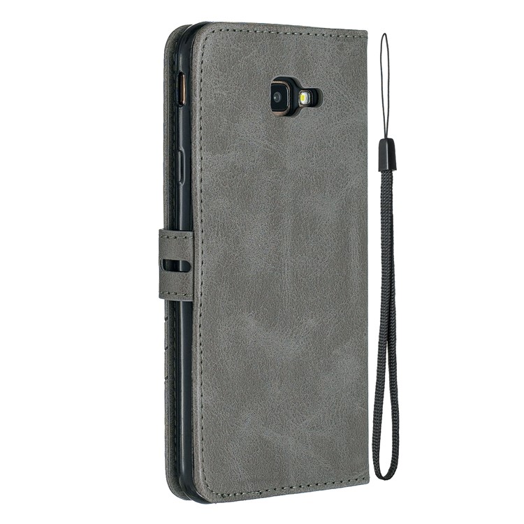 Carteira De Couro Pu Stand Shell Invólucro Para Samsung Galaxy J4 + / J4 Plus - Cinzento-3