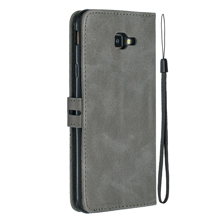 PU Leather Wallet Stand Shell Casing for Samsung Galaxy J4+/J4 Plus - Grey-3