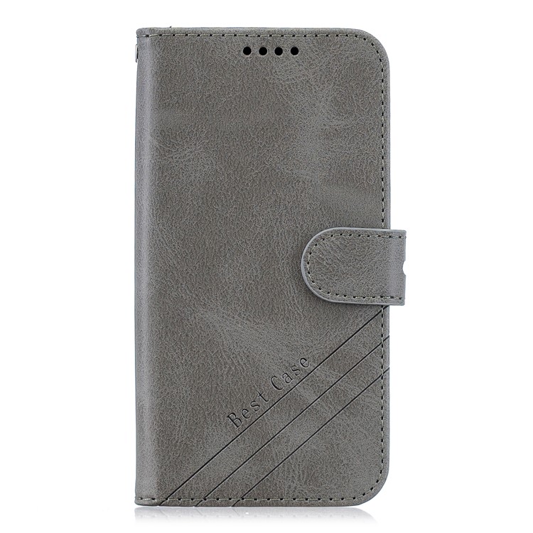 PU Leather Wallet Stand Shell Casing for Samsung Galaxy J4+/J4 Plus - Grey-4