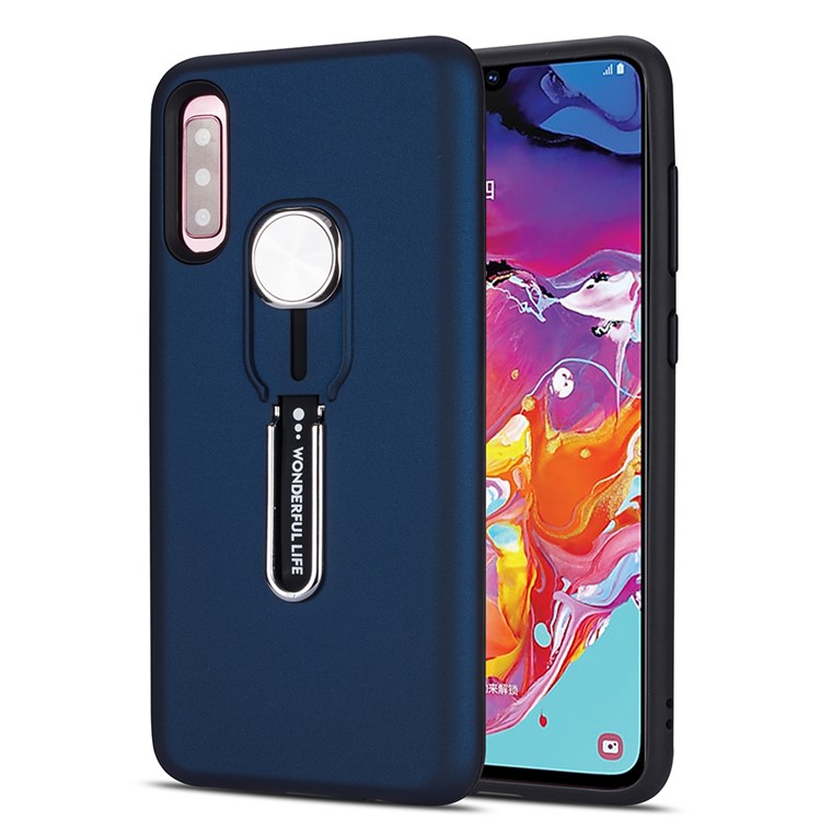 Phone Cover with Finger Ring & Strap for Samsung Galaxy A70 - Blue-6