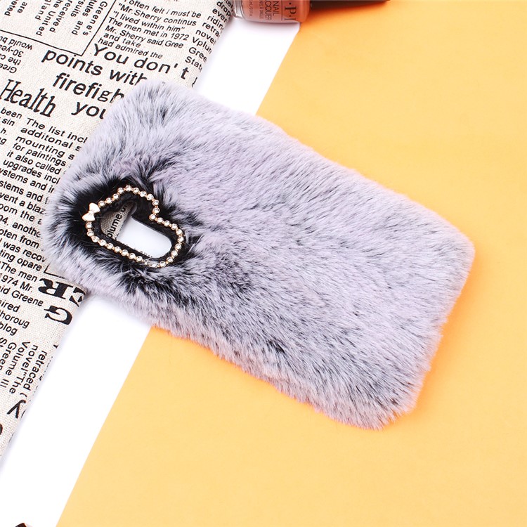 Soft Fur Coated Rhinestone Decor TPU Back Case for Samsung Galaxy Note 10/Note 10 5G - Black-1