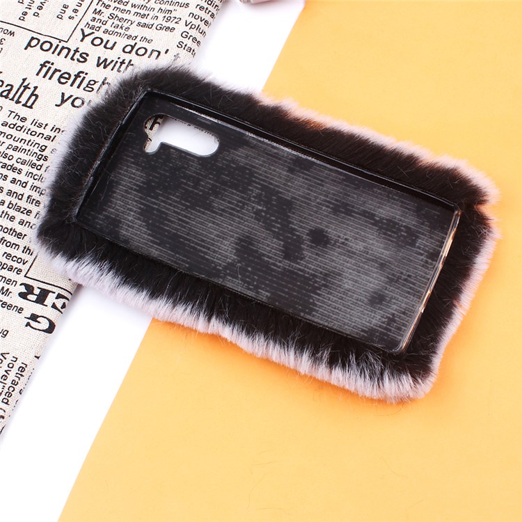 Soft Fur Coated Rhinestone Decor TPU Back Case for Samsung Galaxy Note 10/Note 10 5G - Black-2