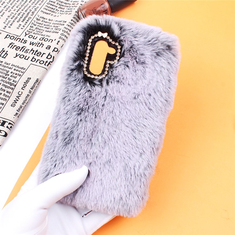 Soft Fur Coated Rhinestone Decor TPU Back Case for Samsung Galaxy Note 10/Note 10 5G - Black-3