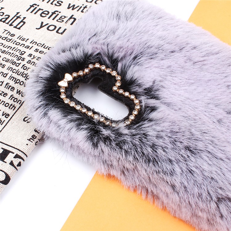 Soft Fur Coated Rhinestone Decor TPU Back Case for Samsung Galaxy Note 10/Note 10 5G - Black-5