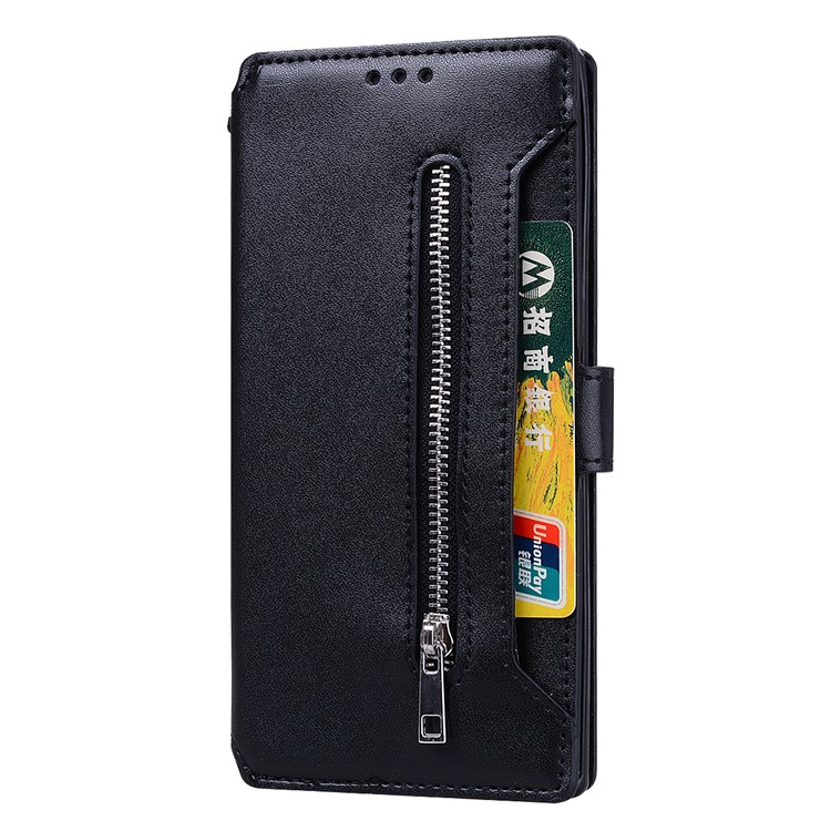 Card Holder Zippered Wallet Leather Phone Case for Samsung Galaxy Note 10 Plus/Note 10 Plus 5G - Black-2