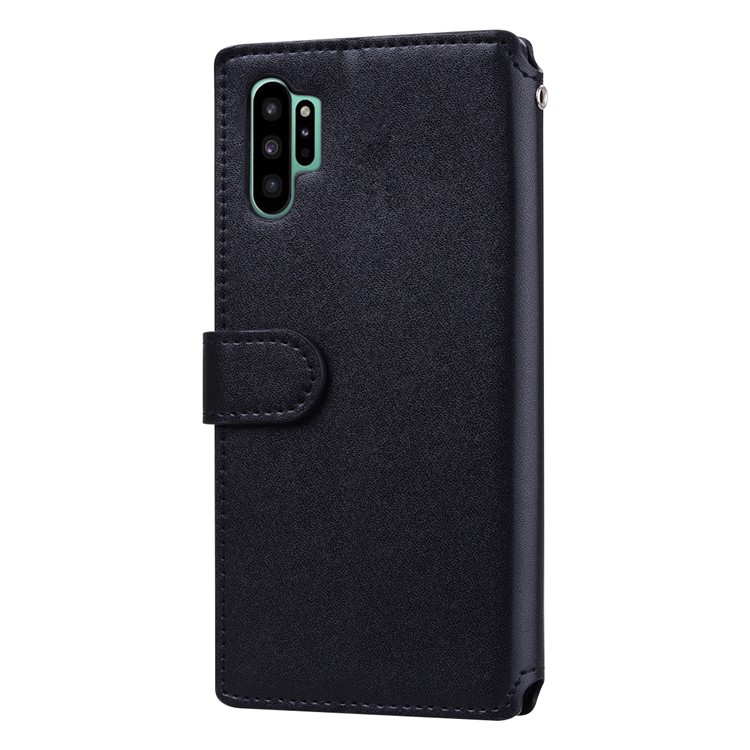 Card Holder Zippered Wallet Leather Phone Case for Samsung Galaxy Note 10 Plus/Note 10 Plus 5G - Black-3