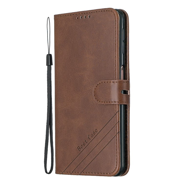 Leather Case Wallet Stand Phone Shell for Samsung Galaxy A7 (2018)/A750 - Coffee-2