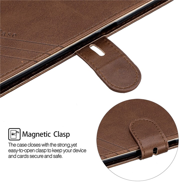 PU Leather Wallet Stand Casing for Samsung Galaxy A90 / A80 - Coffee-3