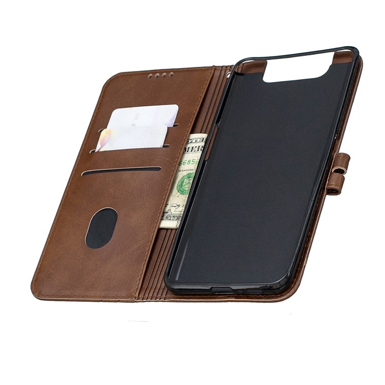 PU Leather Wallet Stand Casing for Samsung Galaxy A90 / A80 - Coffee-4