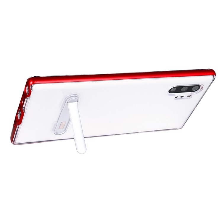 Hybrid Clear Back PC + TPU Kickstand Phone Case for Samsung Galaxy Note 10 Plus/Note 10 Plus 5G - Red-2