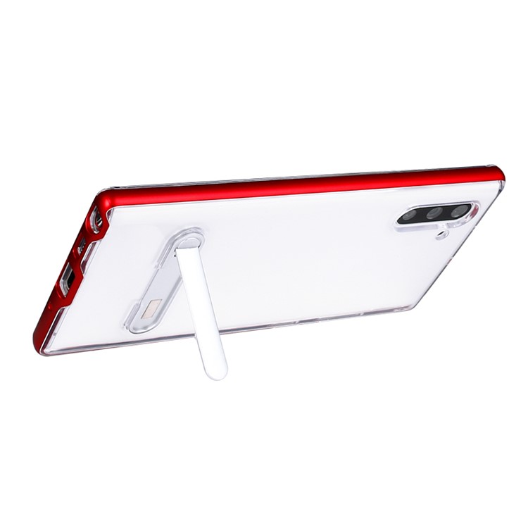 Hybrid Clear Back PC + TPU Kickstand Phone Shell Case for Samsung Galaxy Note 10/Note 10 5G - Red-2