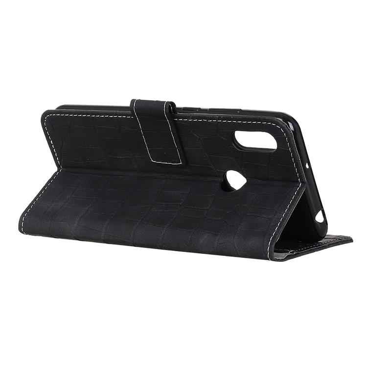 Para Samsung Galaxy A20s Crocodilo Textura PU Couro Móvel Cobrindo - Preto-9
