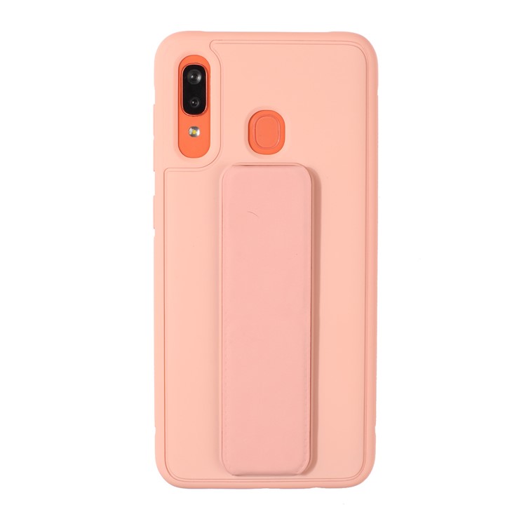 Rubberized Kickstand TPU + PC Hybrid Case Phone Casing for Samsung Galaxy M20 - Pink-1