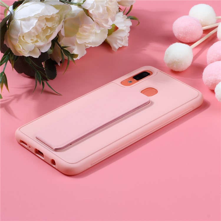 Rubberized Kickstand TPU + PC Hybrid Case Phone Casing for Samsung Galaxy M20 - Pink-6