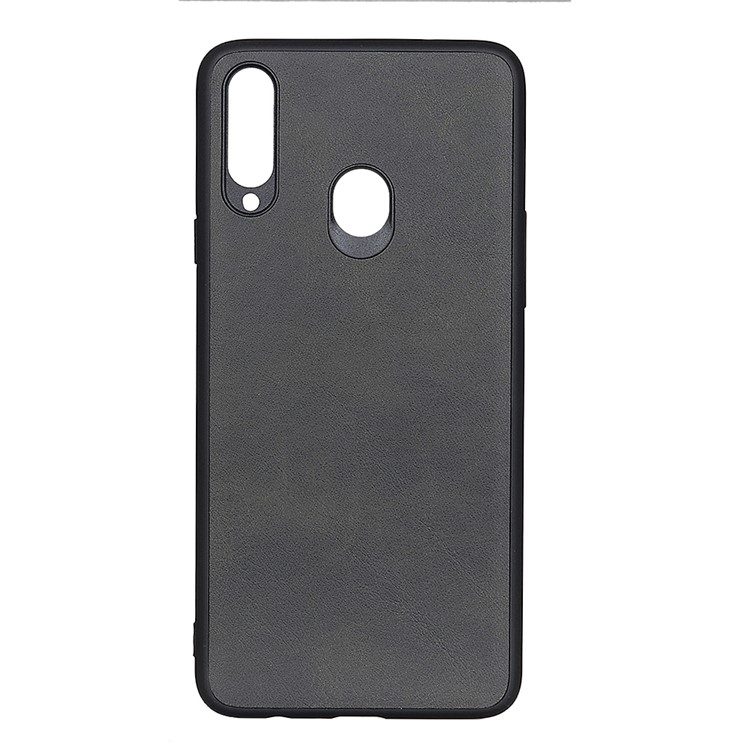 Matte Texture PU Leather Skin Plastic +TPU Hybrid Shell for Samsung Galaxy A10s - Black-1