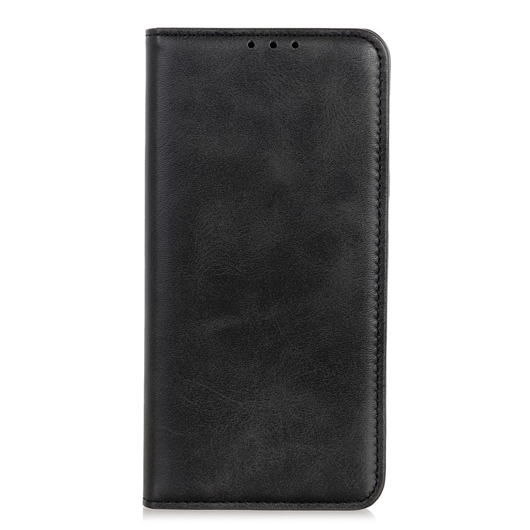 Auto-absorbed Split Leather Wallet Case with Stand Phone Cover for Samsung Galaxy A10s - Black-2