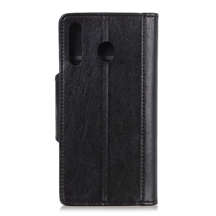 Glossy PU Leather Wallet Phone Case for Samsung Galaxy A20s - Black-3