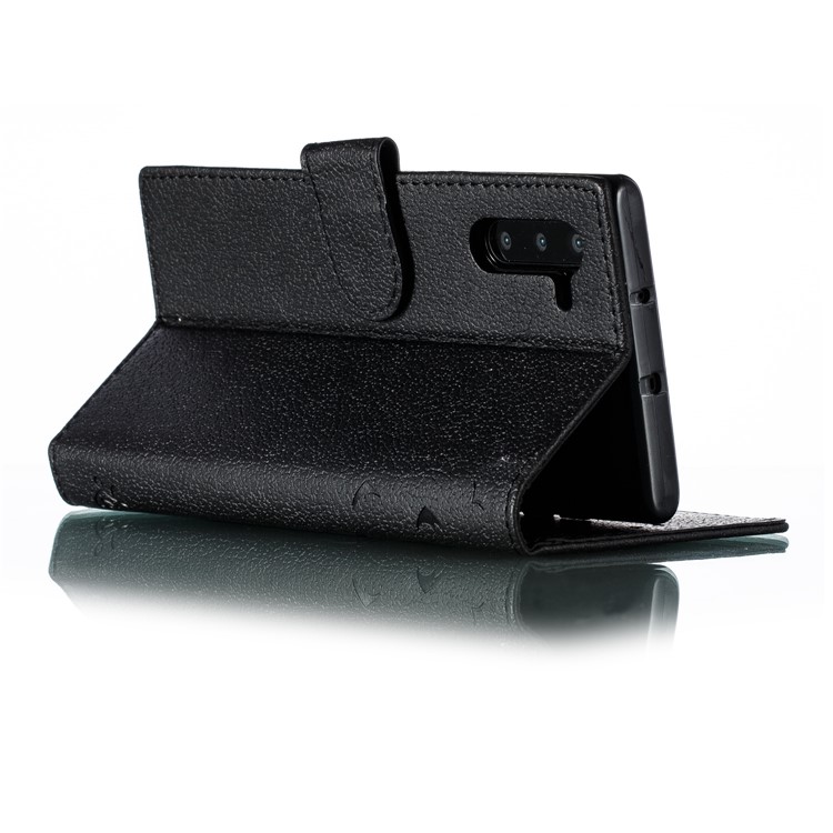 For Samsung Galaxy Note 10/Note 10 5G Litchi Texture Imprint Feather Stand Wallet Leather Case - Black-7