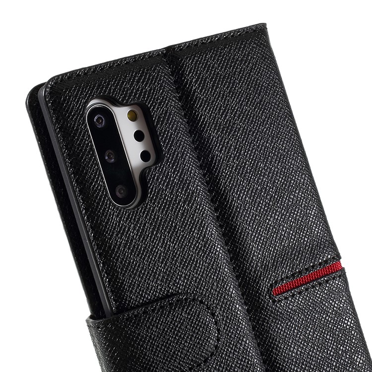 GEBEI Yaqi Series Genuine Leather Flip Cover Wallet for Samsung Galaxy Note 10 Plus 5G/Note 10 Plus - Black-4